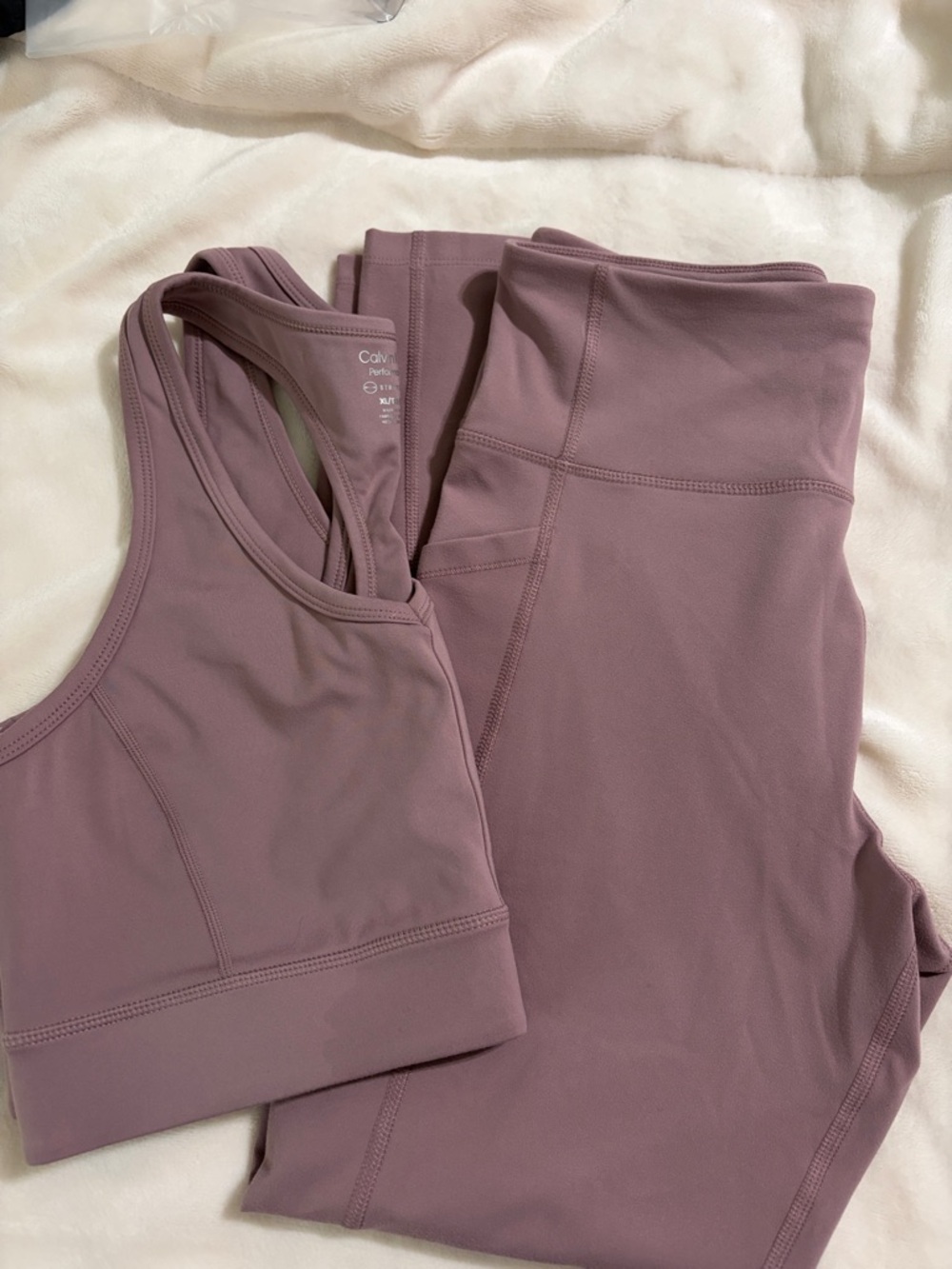 Calvin Klein Dusty Mauve Racerback Sports Bra & Leggings Set